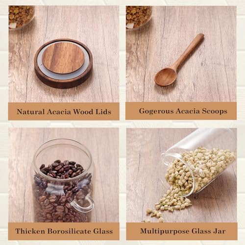 KOSKIMER Coffee and Sugar Container Set, Glass Jars