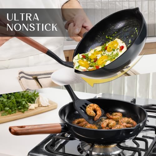 CAROTE 21pcs Ceramic Cookware Set, Pots and Pans Set