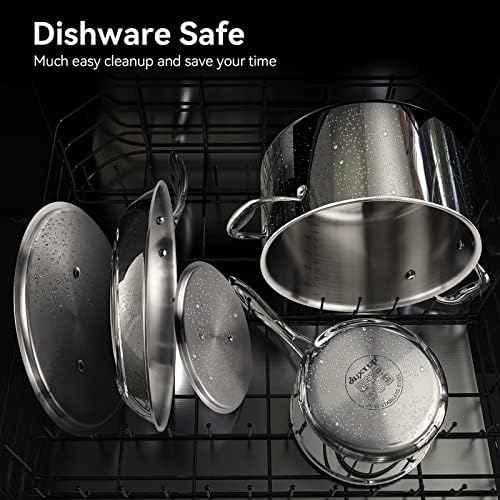 Duxtop Tri-Ply Stainless Steel Induction Cookware, 10PC Pots and Pans Set