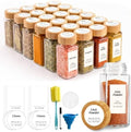 SHOWIN Spice Jars with Label, 4oz Spice Containers with Bamboo Lids