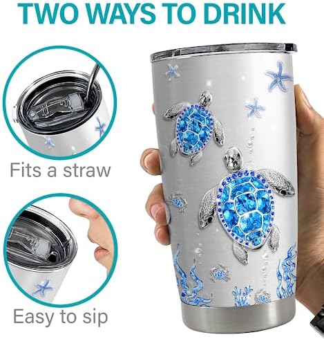 SANDJEST Turtles Gifts for Women Girls Sea Turtle Tumbler 20oz Jewelry