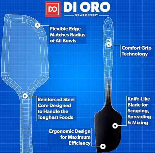 DI ORO Silicone Spatula Set, 4-Piece, Black