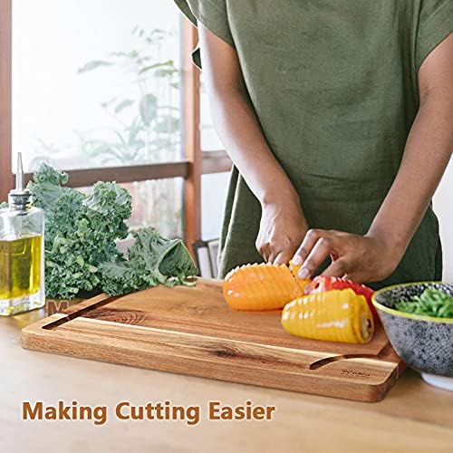 Acacia Wood Cutting Board Set with Juice Groove (3 Pieces), Organic