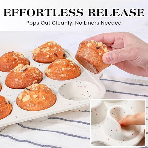 12+24 Cups Silicone Muffin Pans for Baking with Metal Frame