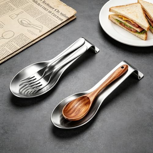 8 Pack Stainless Steel Spoon Rest, 10 Inch Ladle Spatula Holder