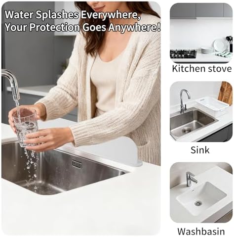 19.2inch(49cm) Silicone Sink Splash Guard, Sink Splash Guard with