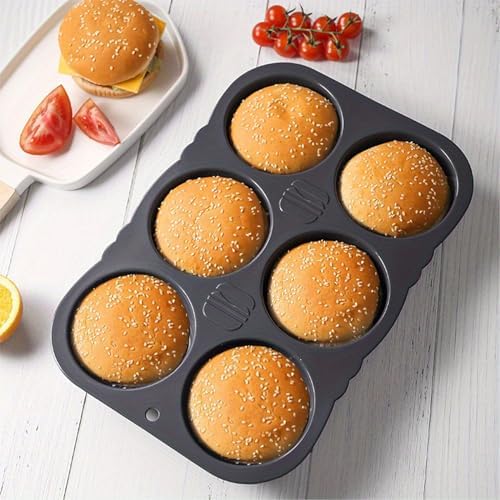 MUJUZE Hamburger Bun Pan, Silicone Hamburger Bun Pans for Baking