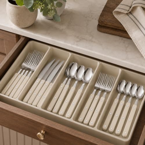 Khen Cutlery Set of 20, 18/8 Stainless Steel Flatware, Modern