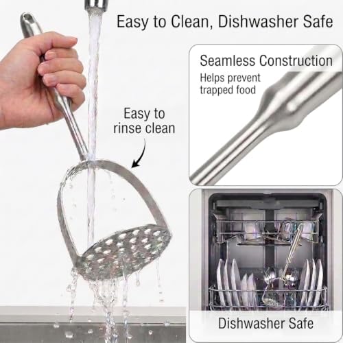 Potato Masher, Heavy Duty 304 Stainless Steel Potato Masher, One-Piece