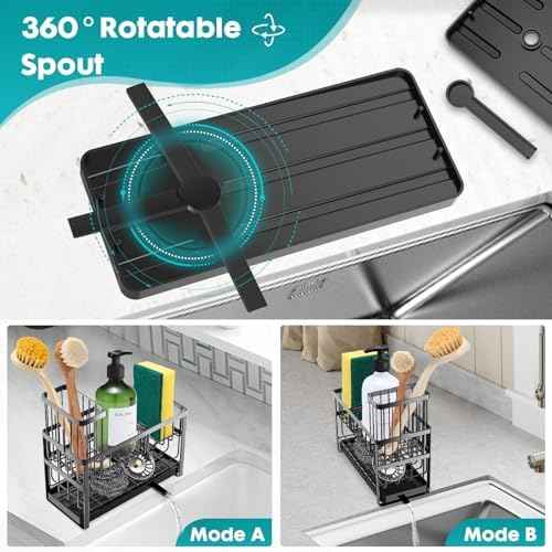 Sinnsally 2-Tier Kitchen Sponge Holder, Black