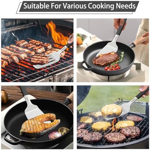 Stainless Steel Wide Spatula Set, Heavy Duty Large Metal Spatulas for