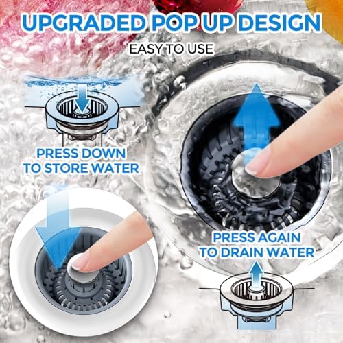 zaa 3 in 1 Kitchen Sink Stopper Strainer, 2 Pack