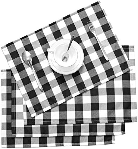 18"x13" Plaid Checkered Placemats,Black & White Checker
