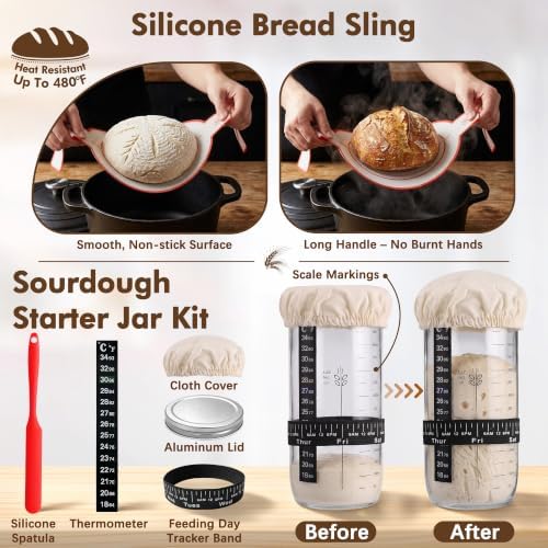Sourdough Starter Kit, Rattan Banneton Baskets