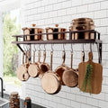 KES 30-Inch Wall Pot Rack, Oil Bronze, 88lb Capacity, 12 Hooks, Farmhouse