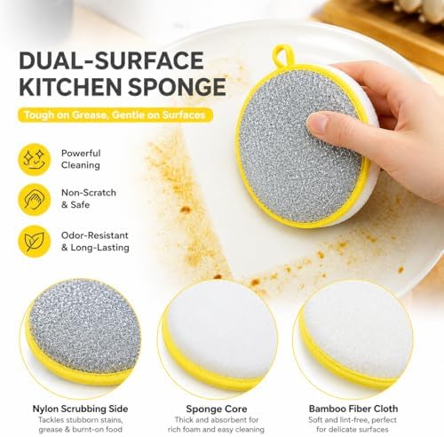 Sink Faucet Mat for Kitchen Sink, Handle Scrubber Sponge