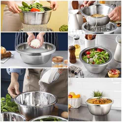 Gulex Colander Stainless Steel 4-quart with Bowls,Strainer for