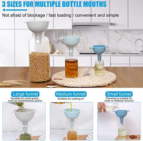 Kitchen Funnels for Filling Bottles,Funnels Set of 3,Oil Funnel,Tough