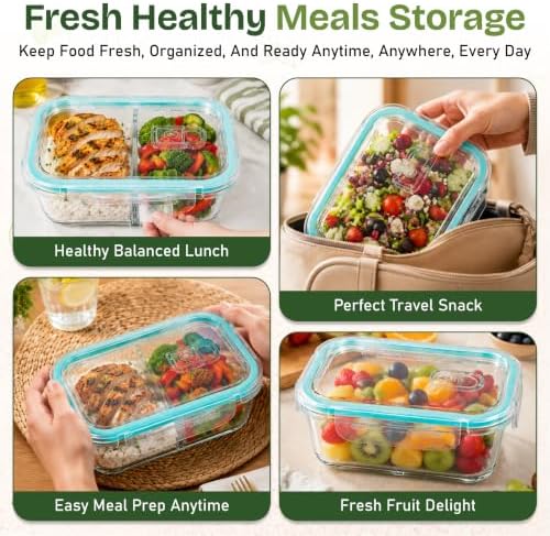 Glass Meal Prep Containers 3 Pack – Upgraded Version with Steam Vent