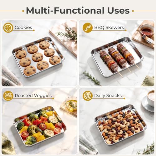 TeamFar 2 PCS Toaster Oven Pan, Stainless Steel Compact Toaster Oven