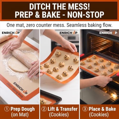 ENRICH UP Baking Pans Set 6-Pc Nonstick Cookie Sheets with Silicone
