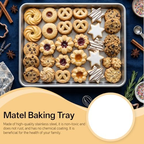 4 Pack Stainless Steel Baking Sheet, 12.4 x 9.65 x 0.98 Inch