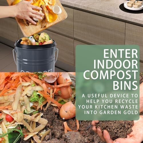 Vipush Grey Countertop Compost Bin with Lid