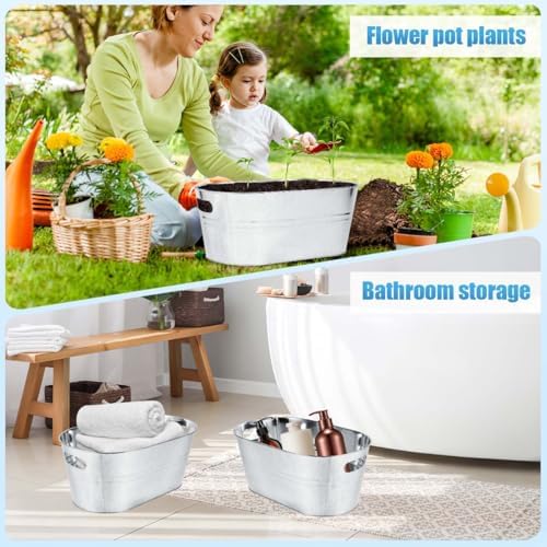 OBTANIM 4 Pack 4 Gallon Galvanized Ice Buckets Metal Champagne Drink