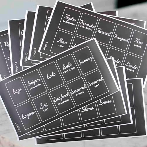 Orii Black Rectangular 160 Spice Labels Stickers for Spice Jars