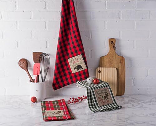 DII Holiday Kitchen Towels Embroidered Dish Towel Set, 18x28, Cabin