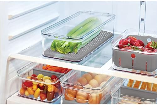 iDesign Produce Refrigerator Bin with Lid, 15.72" x 6.32" x 3.76"