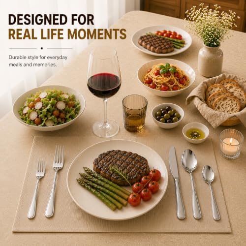 KIKCOIN 40 Pack Silverware Set for 8, Food-Grade Stainless Steel