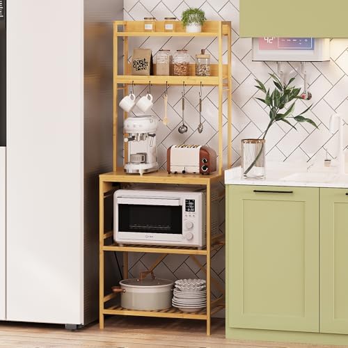 Trironsun Bamboo 5-Tier Bakers Rack, Microwave Stand (Nature)