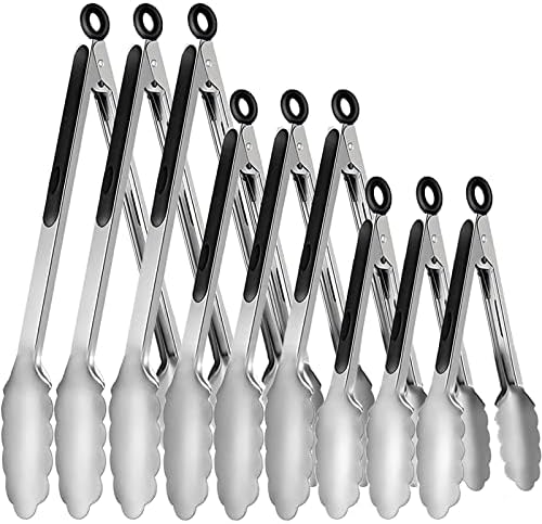 9-Piece Stainless Steel Kitchen Tongs Set