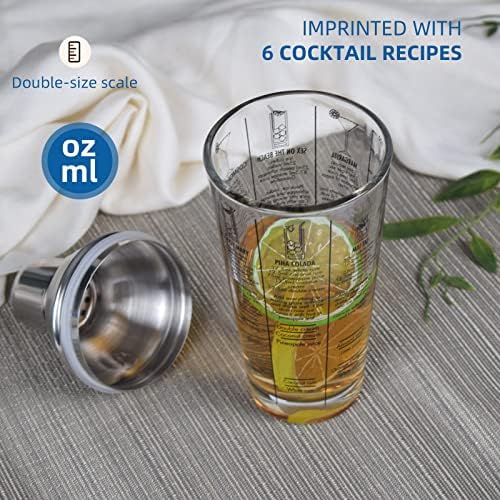 Cocktail Shaker Set,14 oz Glass Mixing Cup with Measurements