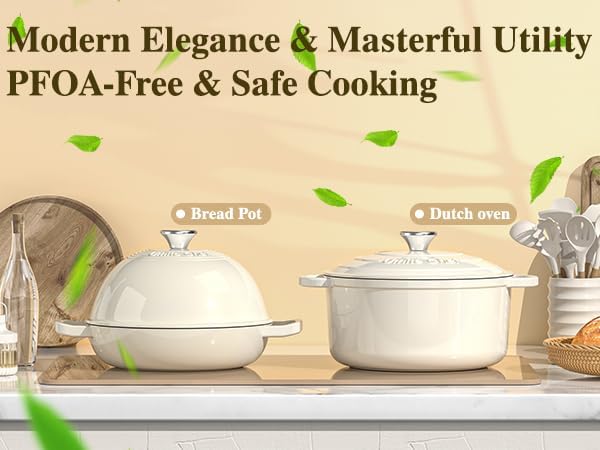 Enameled Round Cast Iron Bread Oven, 6 Qt Cast Iron Dutch Oven - Image 2