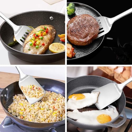 14-in Spatula Set, 18/0 Stianless Steel Heavy Duty Turner & Slotted