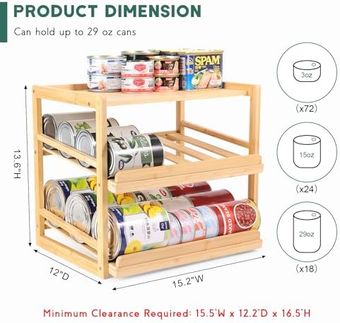 Yumkfoi Can Organizer for Pantry, Hold up to 72 3oz Cat Can