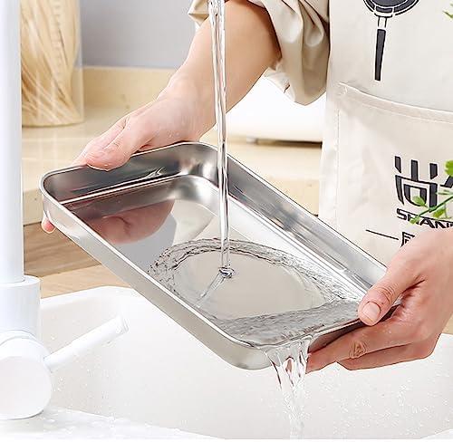 Stainless Steel 304 Small Baking Sheet Pans 9.3x6.9x1.1" Cookie Tray