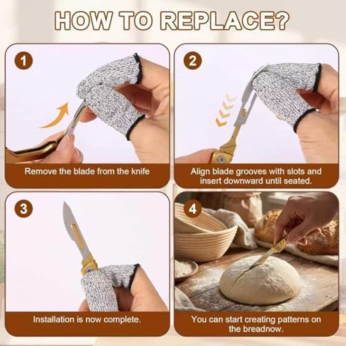 Bread Lame Dough Scoring Tool with 10 Razor Blades, Folding Bread