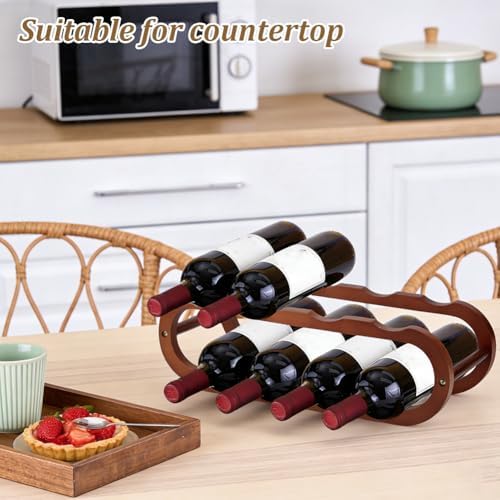 AHANDMAKER 2 Tier Wine Rack and Water Bottle Organizer 8 Bottles