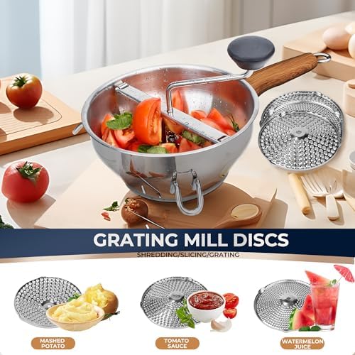Stainless Steel Food Mill With 3 Milling Discs,Ergonomic design Rotary