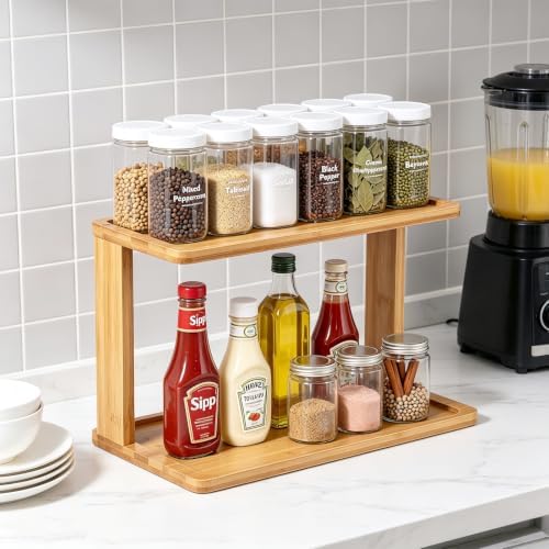2-Tier Bamboo Coffee Station Organizer for Countertop