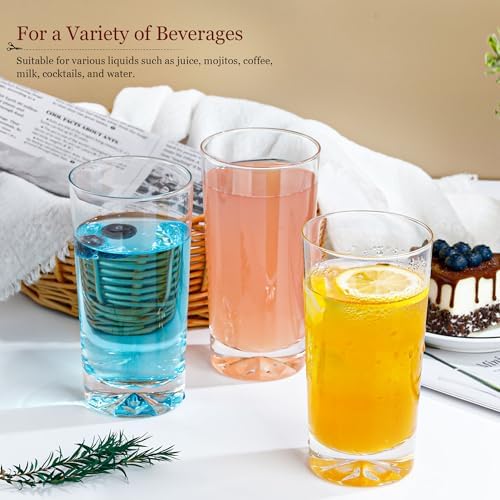 16 oz Drinking Glasses Set of 6 with Wide Mouth and Heavy Base