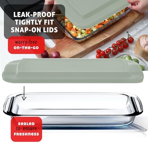 EATEX 16-Piece Glass Casserole Dish Set with Lids