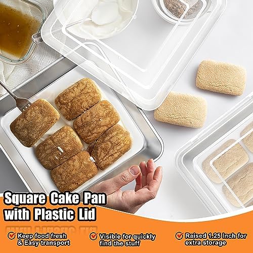 TeamFar 9 x 9 Baking Pan, Square Cake Pan with Lid - 1 Pan + 1 Lid