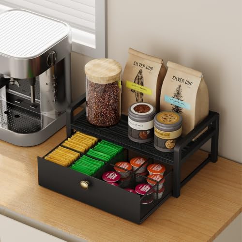 YINMIT Tea Bag Organizer Box, Tea Bag Holder with 8-Compartment Drawer