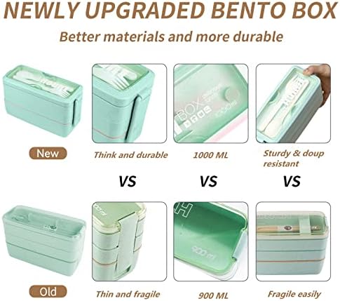 3-Layer Stackable Wheat Straw Bento Lunch Box Kit
