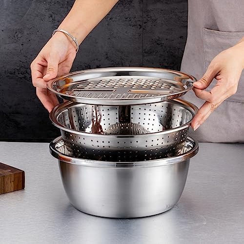 Slowtee 3 in 1 Stainless Steel Grater Shredder Slicer with Colander