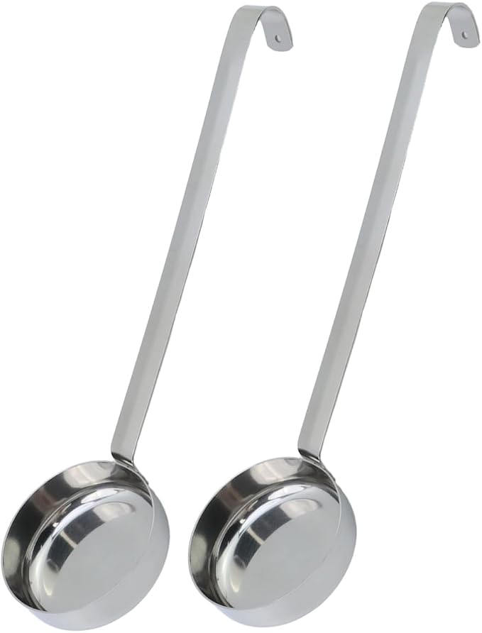 2 Pcs 3 oz Silver 10.55 Inch Stainless Steel 201 Long Handle Cooking Spoon by TSNAMAY
